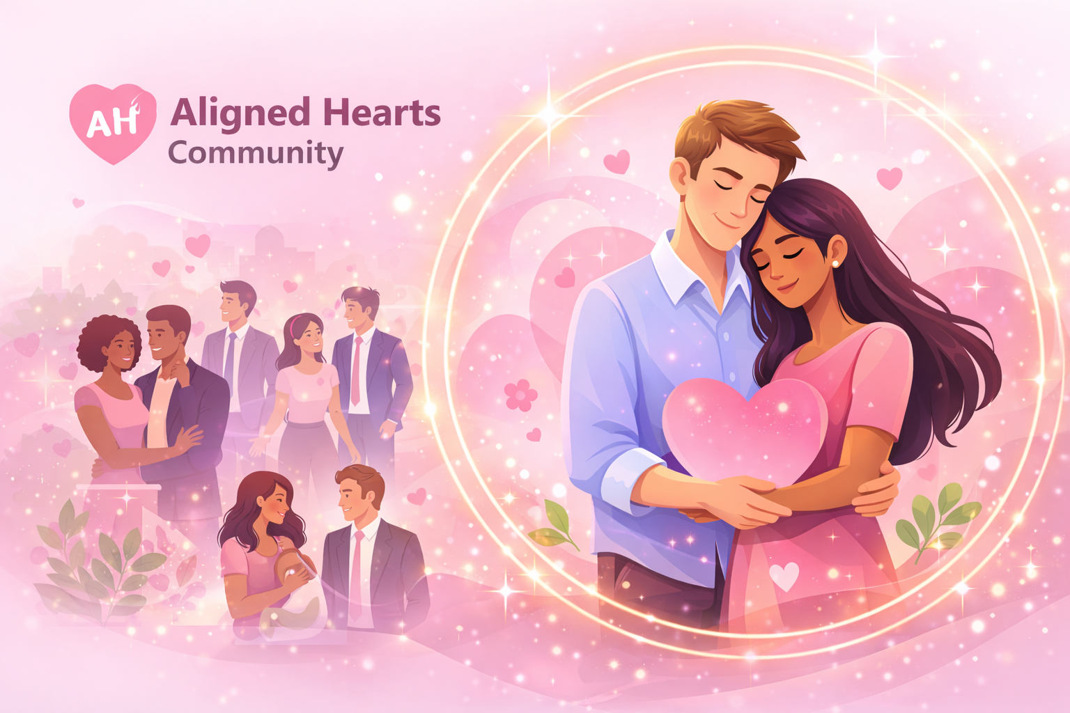 Aligned Hearts Community illustration showing community and couples